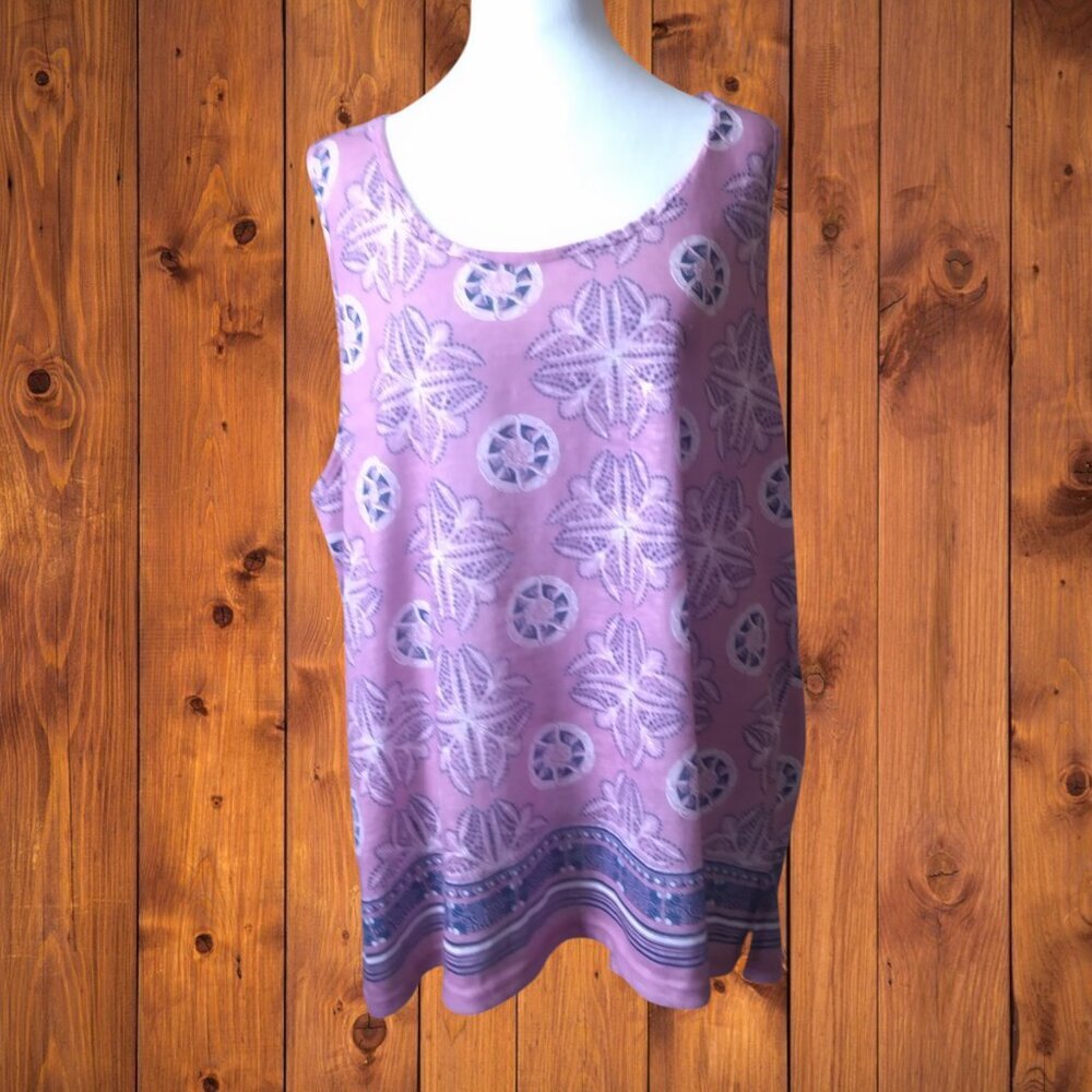 Weekend Suzanne Betro Size 3X Pullover Tank Top Blouse Keyhole Back Boho Pink
